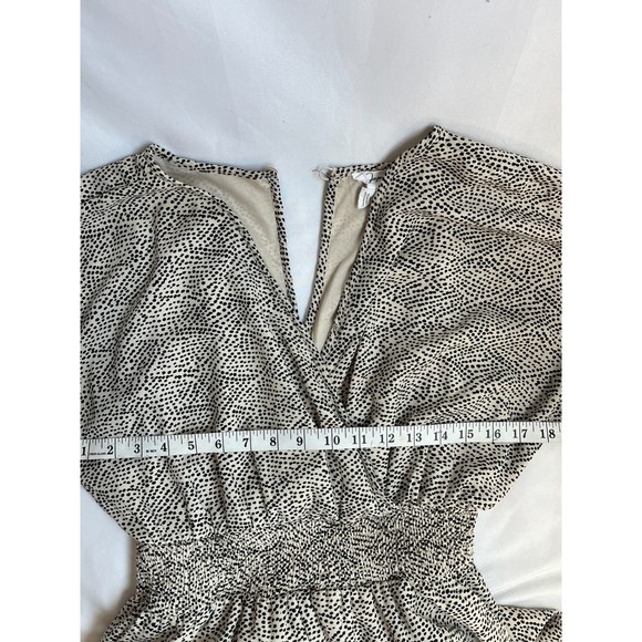 Japna Wide Leg Jumpsuit V Neck Animal Print Sz L Smocked Waist Surplice Boho - Picture 12 of 12